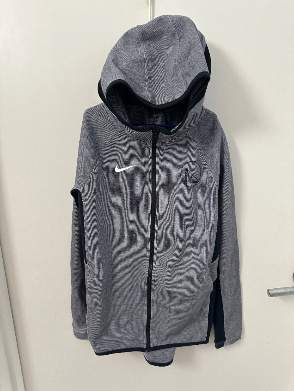 NWOT Nike Golden State Warriors Hoodie Sweatshirt Kids Lg Gray Dri-Fit Zip NBA